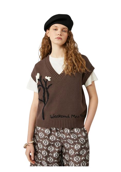 Gilet intarsiato in misto cotone - MARRONE Weekend MAXMARA | CRUSCA001
